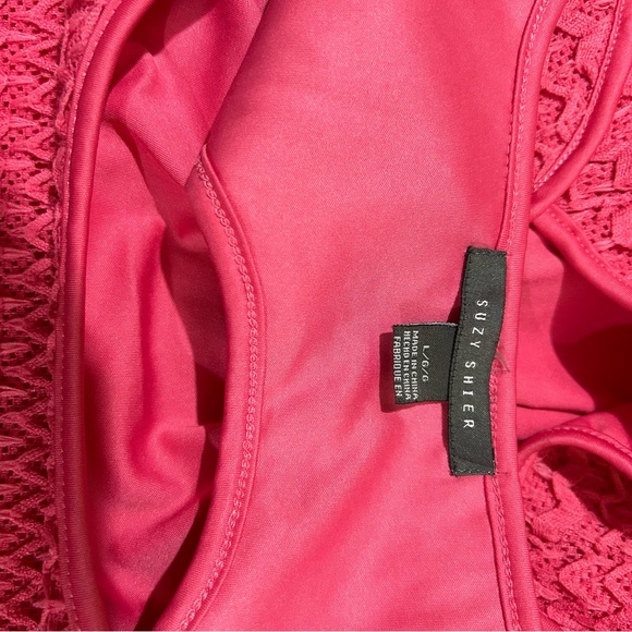 Suzy Shier sleeveless A line dress with pleats. Barbie Pink. - Picture 4 of 8